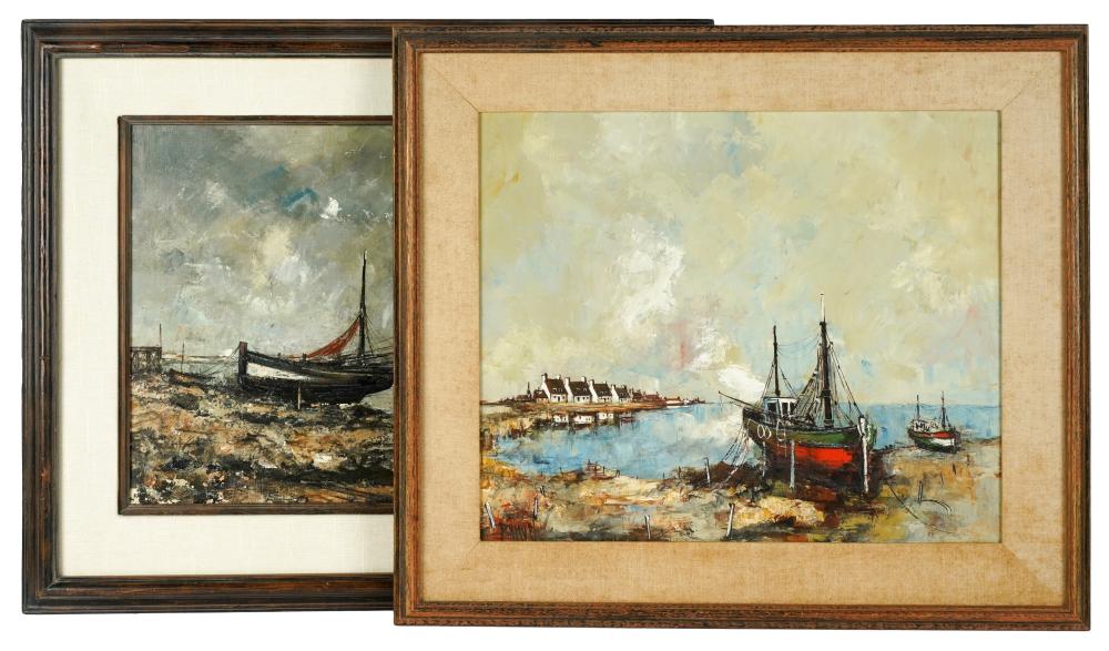 20TH CENTURY TWO WORKS BOAT SCENES each 301243