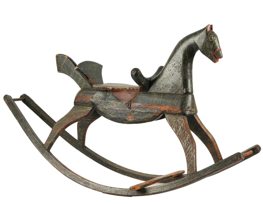 ANTIQUE ROCKING HORSEpainted carved 30126b