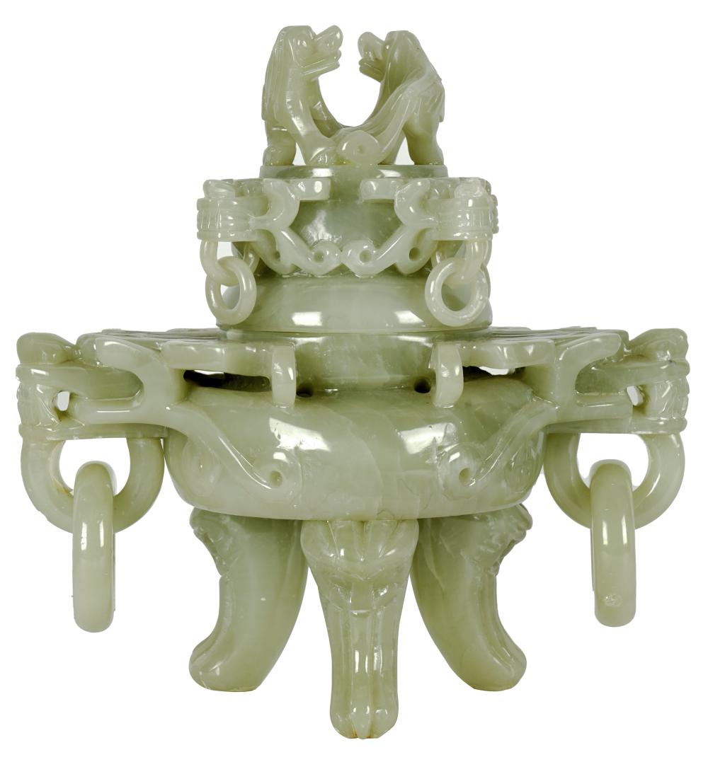 CHINESE CARVED JADE CENSERwith