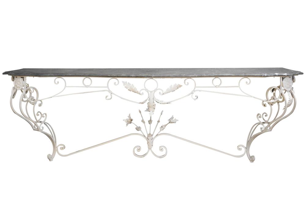 MARBLE AND WHITE PAINTED IRON CONSOLE 3012ce