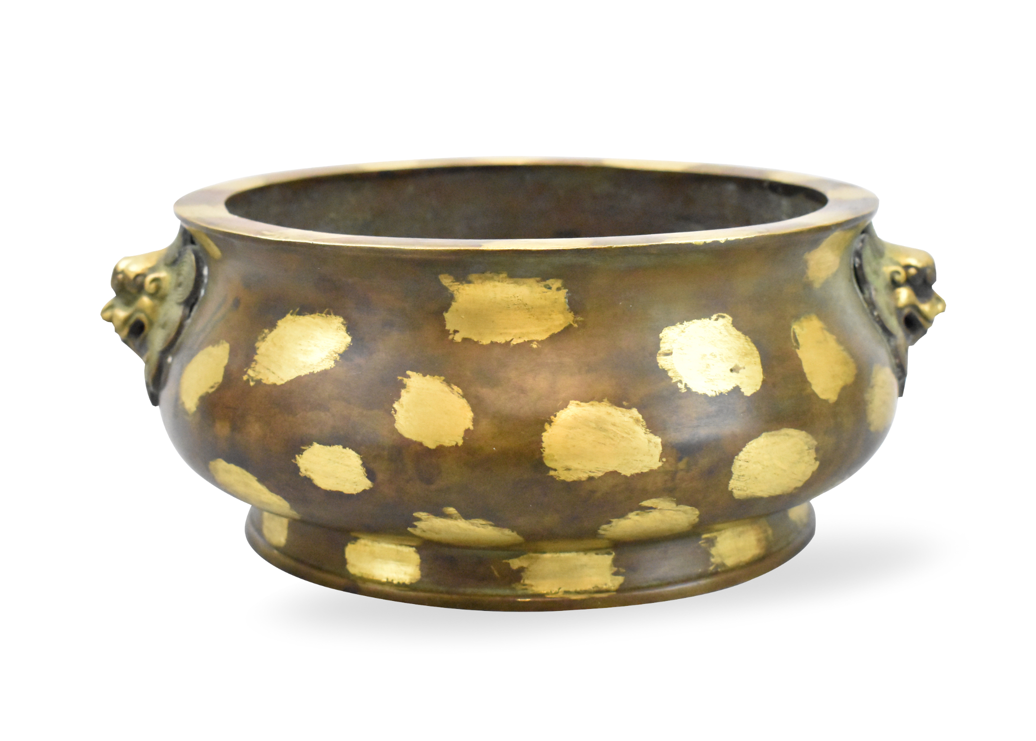 CHINESE GILT SPLASHED BRONZE CENSER,QING