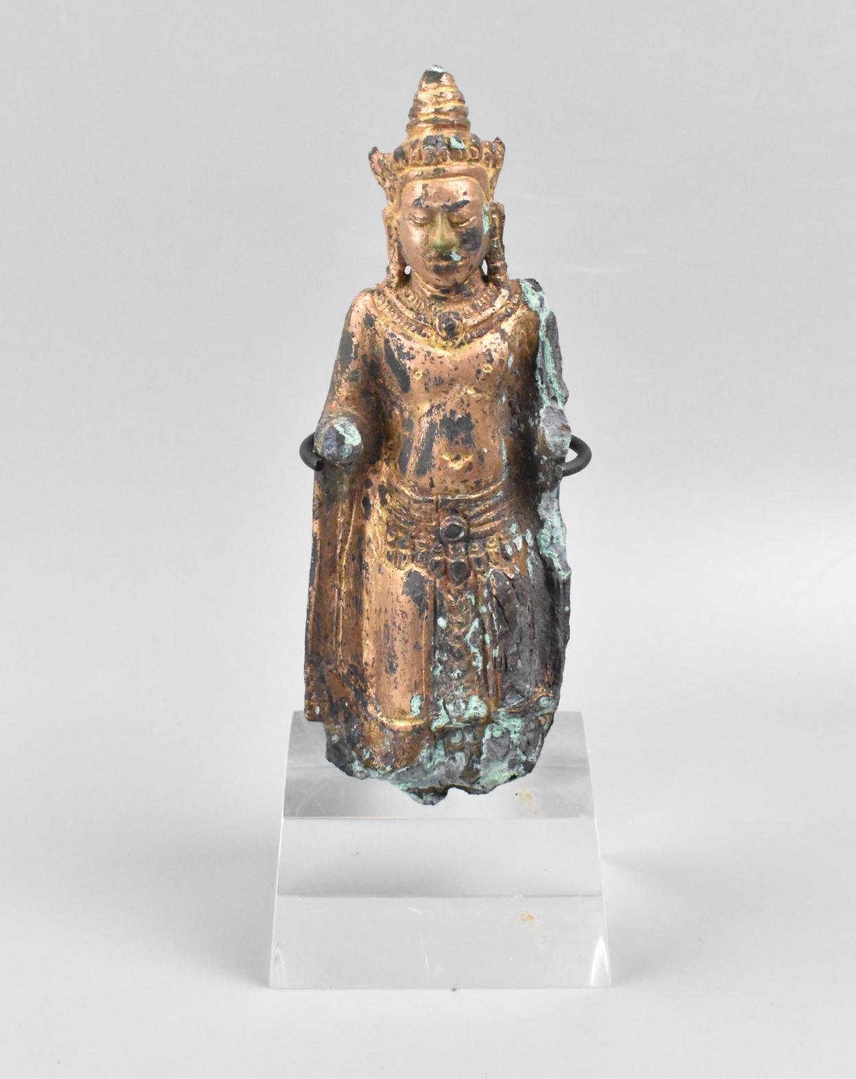 A KHMER GILT BRONZE STATUE,14/15TH C,