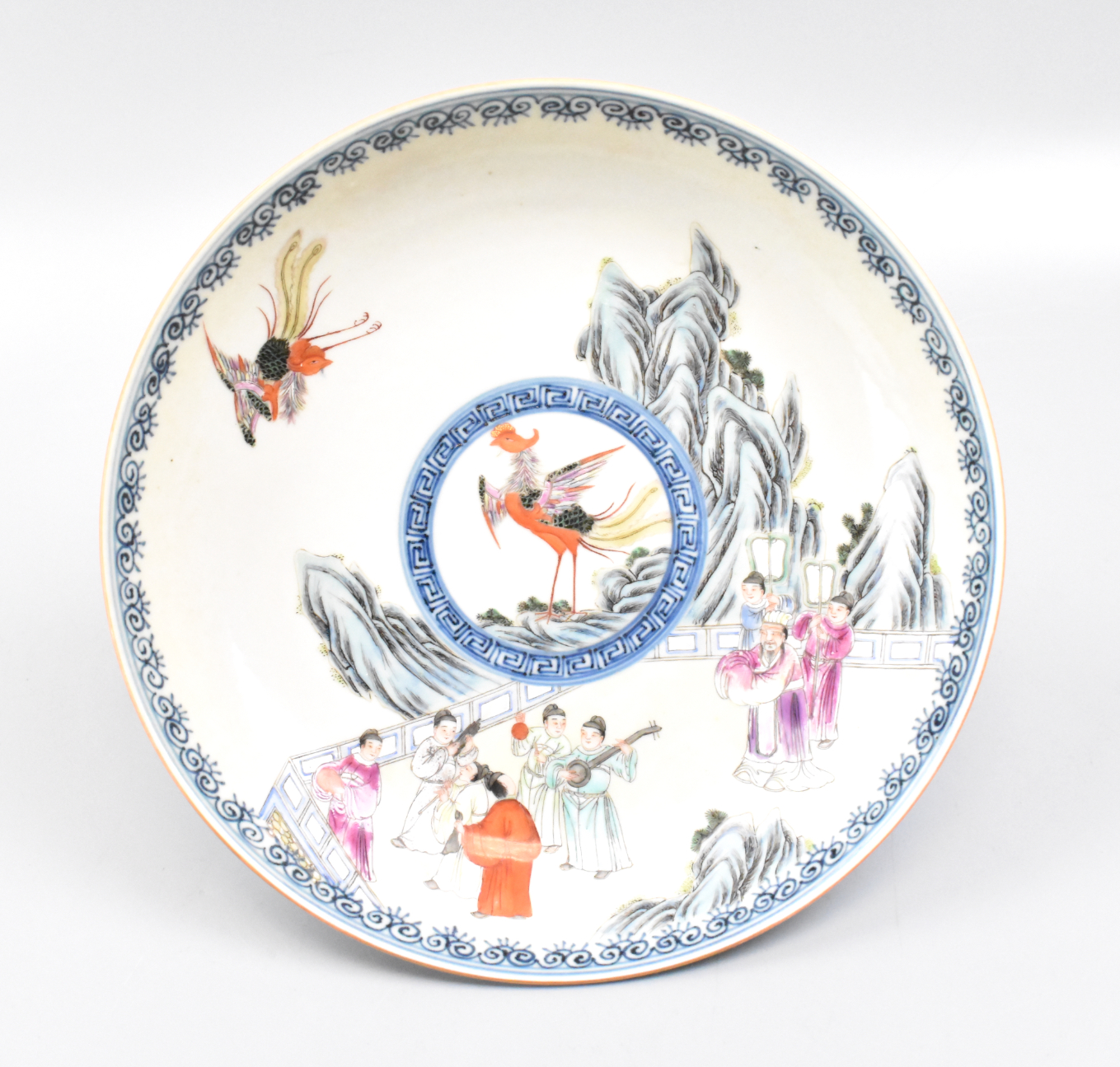 CHINESE FAMILLE ROSE PLATE W PHOENIX 19TH 301571