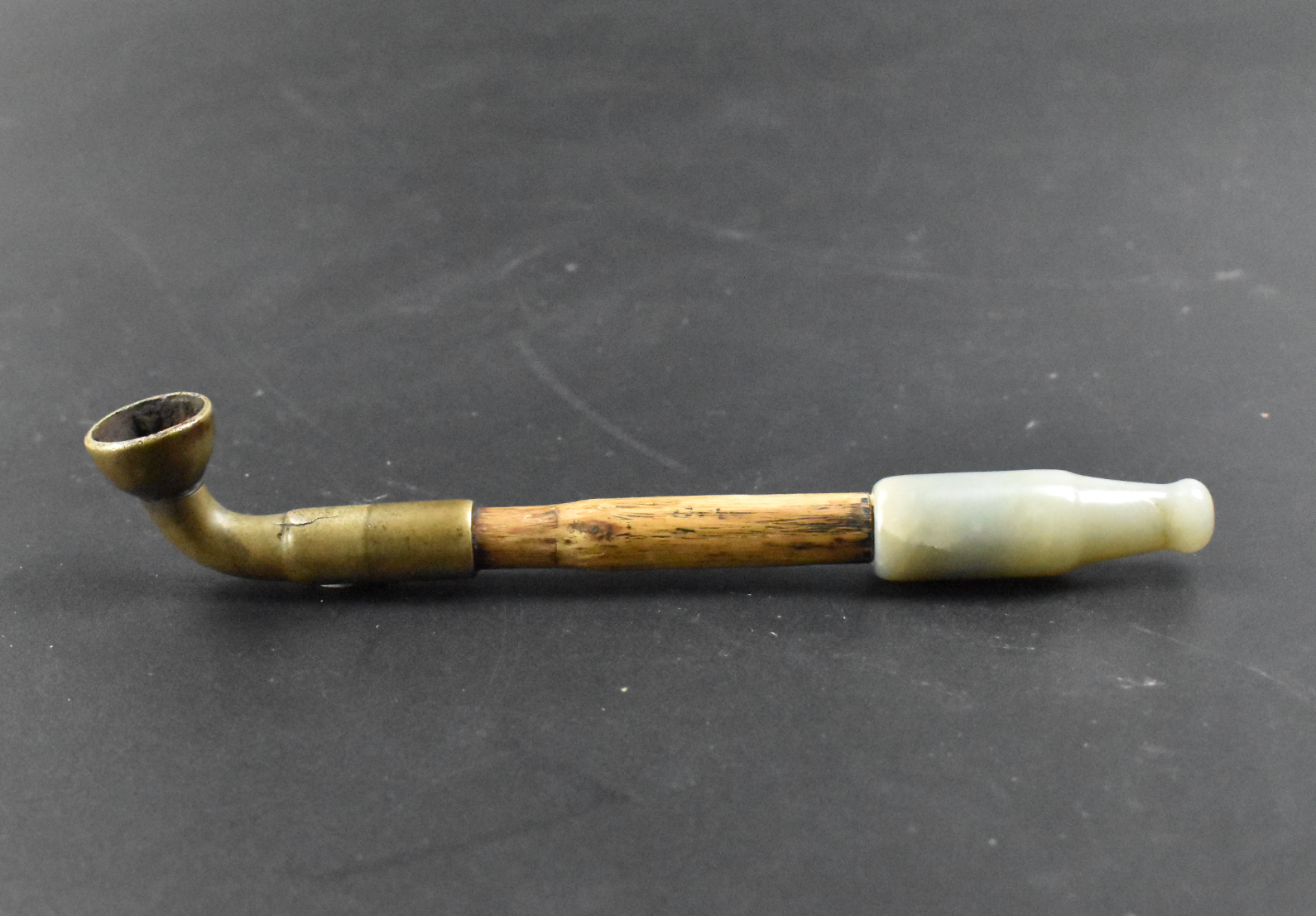 CHINESE SMOKING PIPE W/ JADE HOLDER,QING