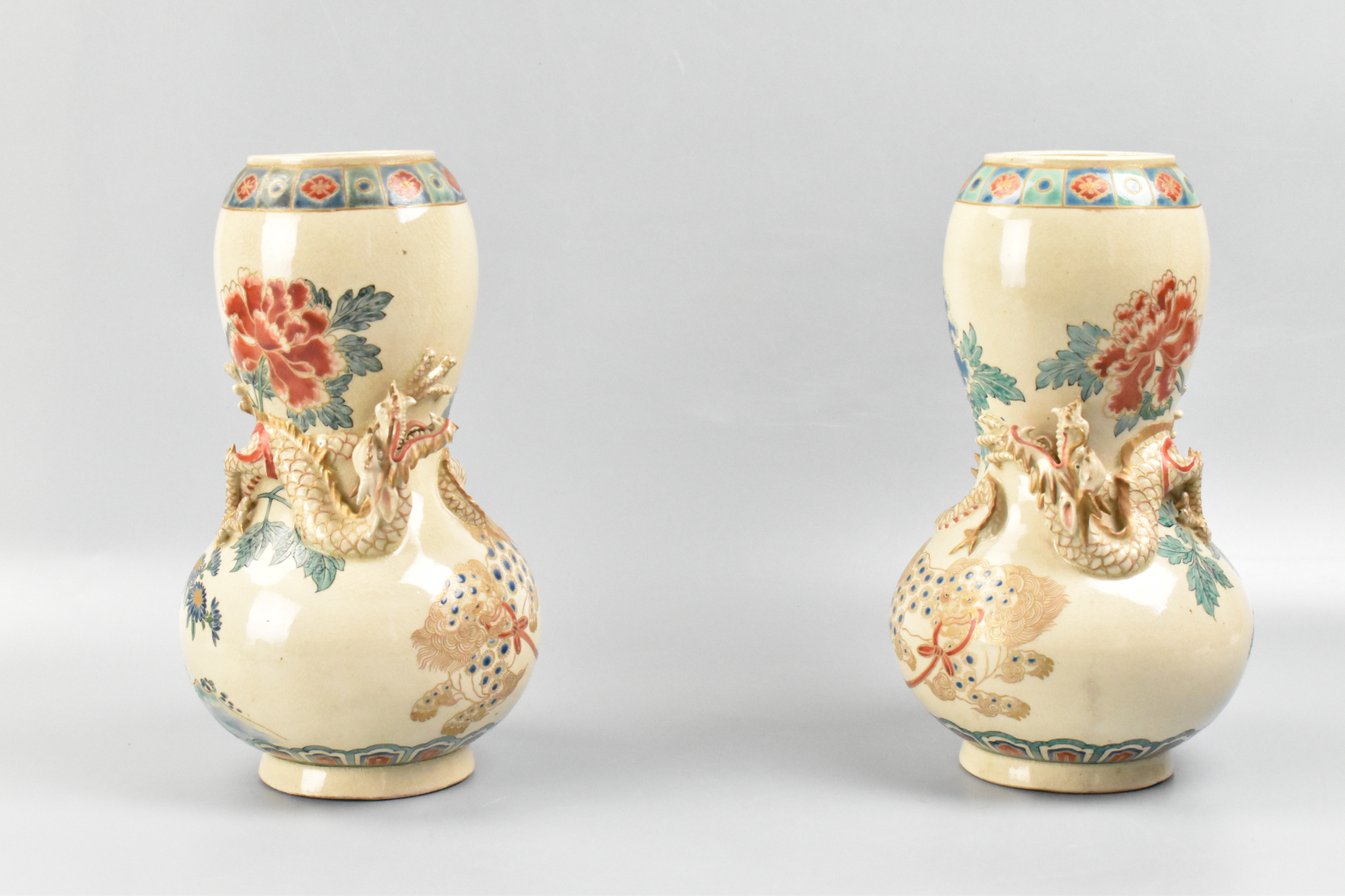 PAIR JAPANESE SATSUMA VASES GUSHU