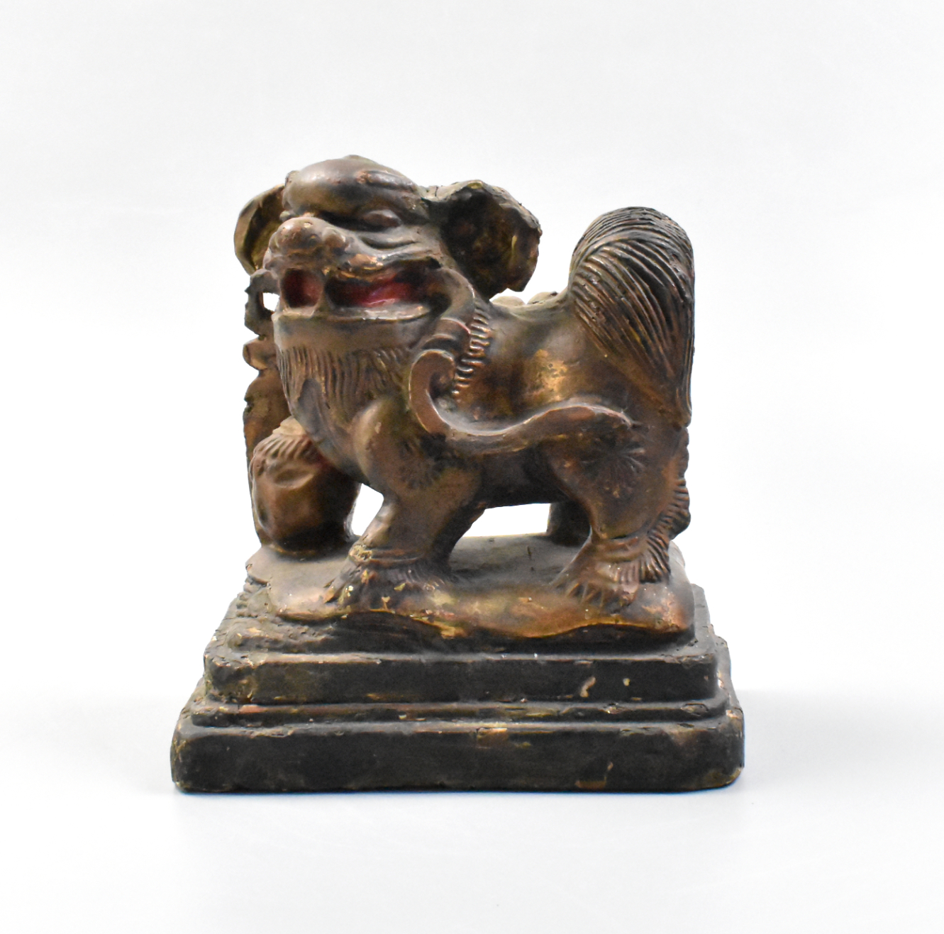 CHINESE GILT LACQUERED WOOD FOO LION,