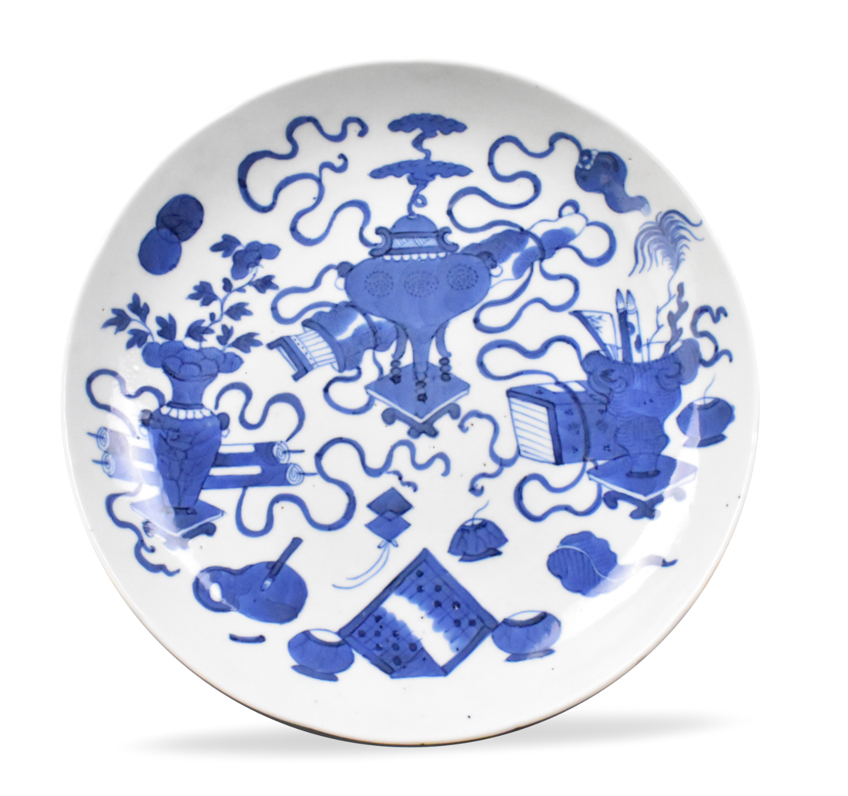 CHINESE BLUE & WHITE PLATE W/ANTIQUE