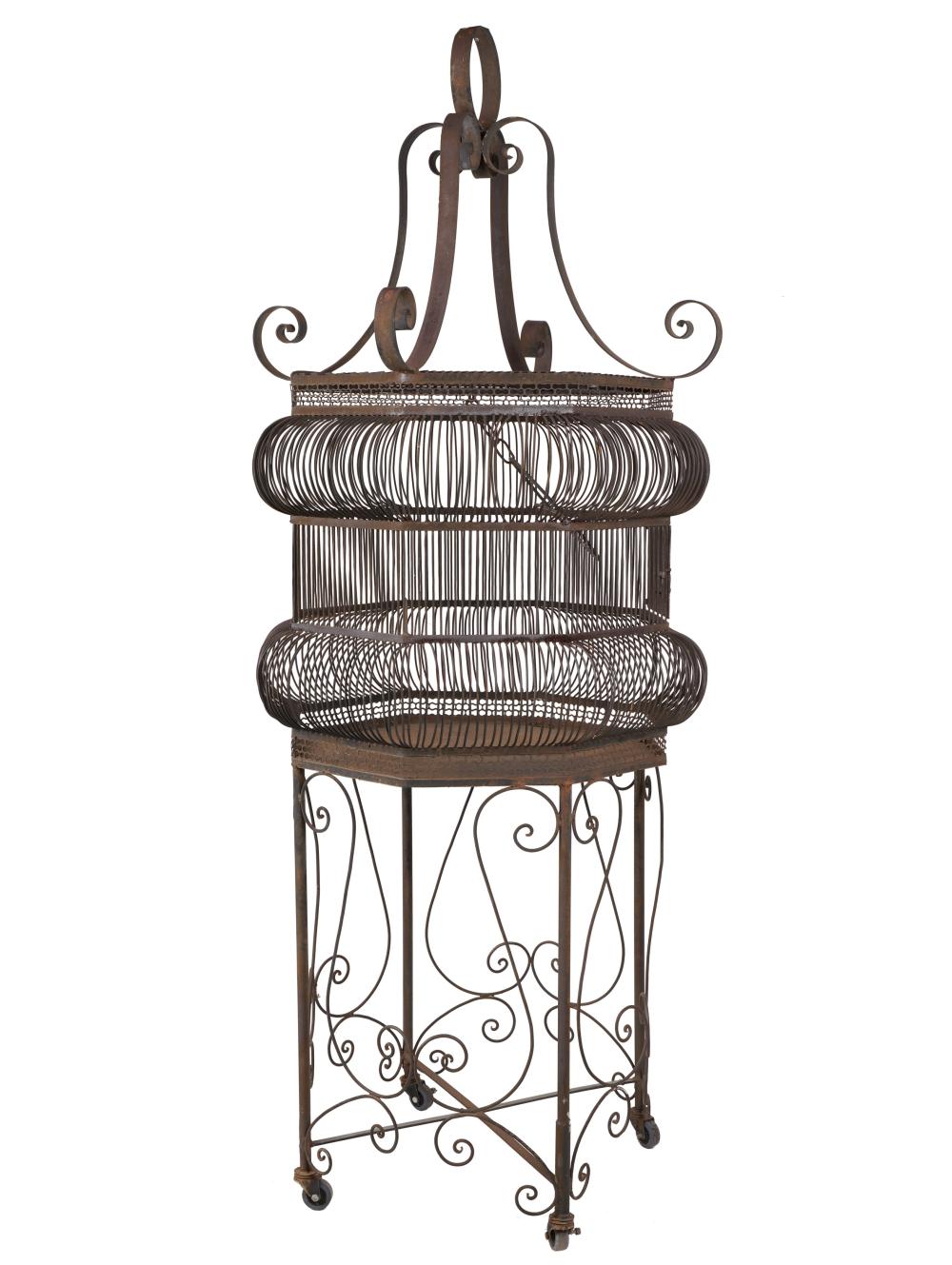 VINTAGE IRON BIRDCAGE ON STANDsecond 301678