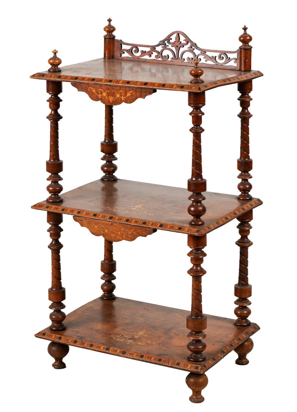 VICTORIAN MARQUETRY ETAGERE19th 3016c6