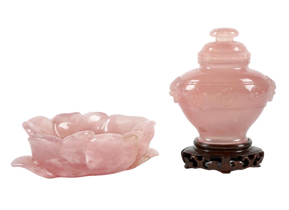 TWO PIECES OF CHINESE CARVED ROSE 3016bf