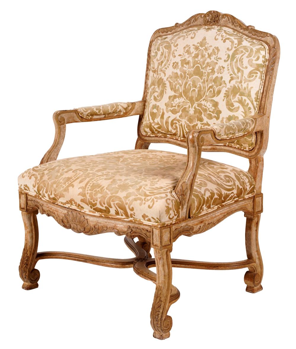 ROCOCO-STYLE BLEACHED WOOD FAUTEUIL