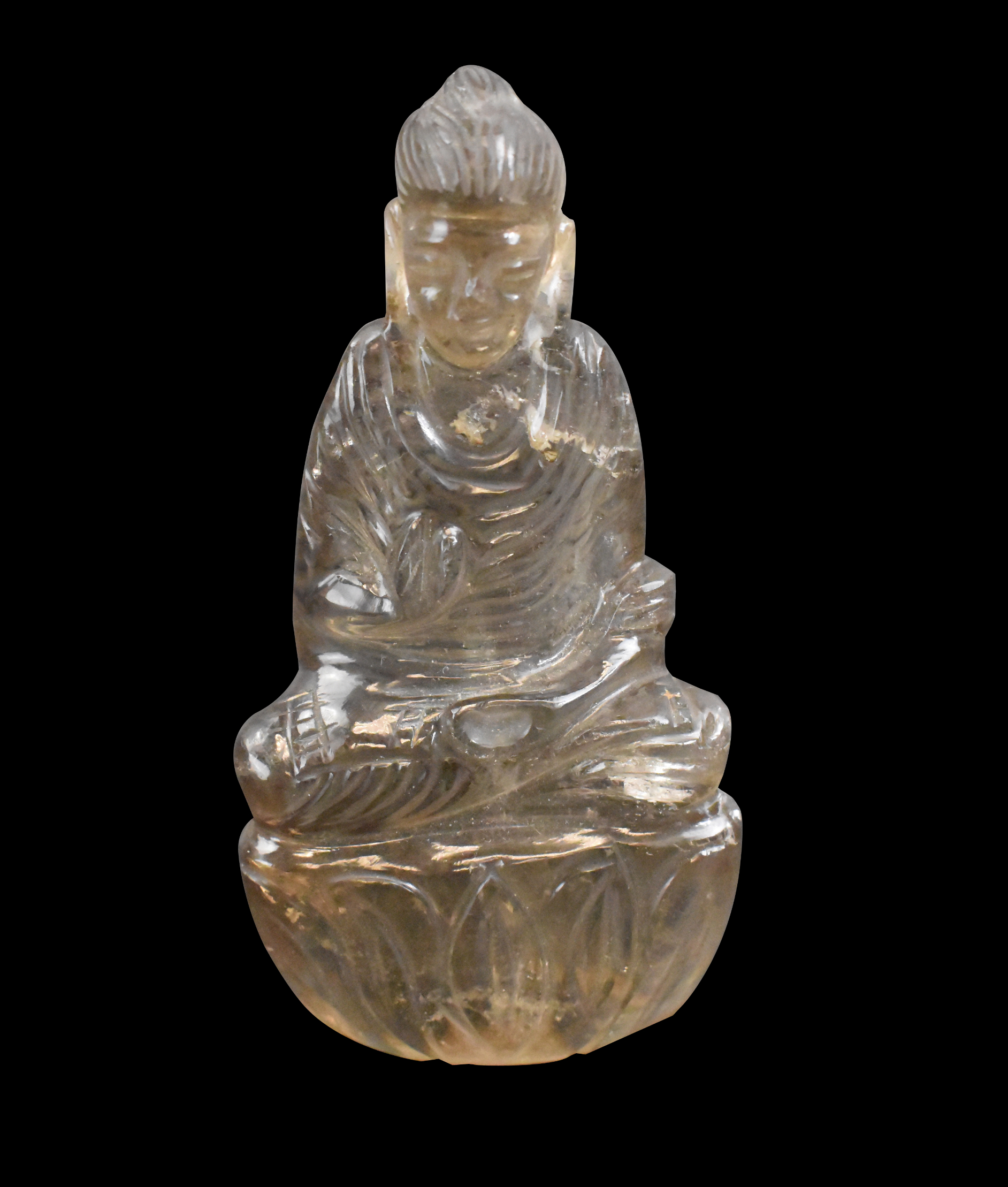 CHINESE ROCK CRYSTAL CARVED BUDDHA