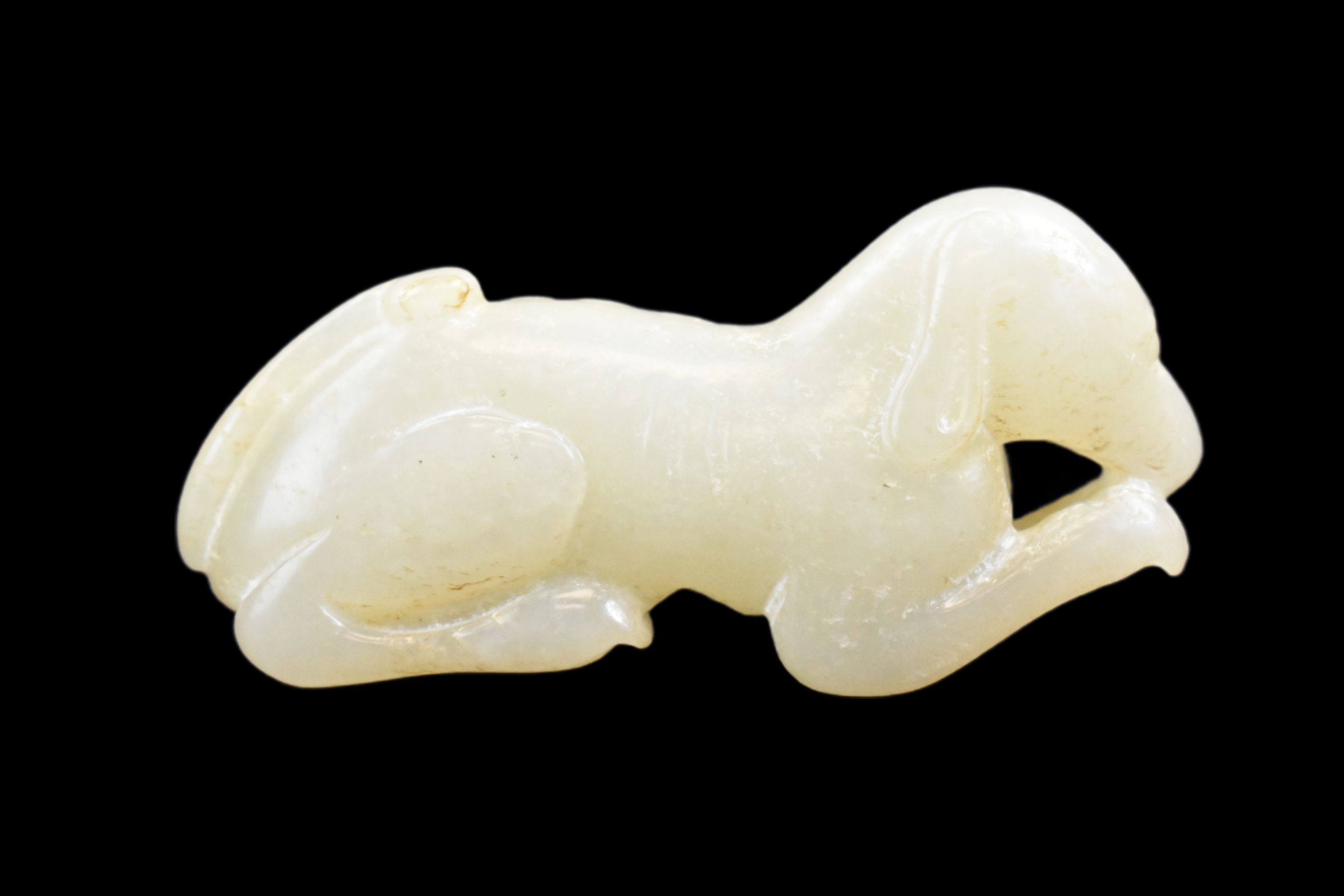 CHINESE WHITE JADE CARVED DOG FIGURE  301722
