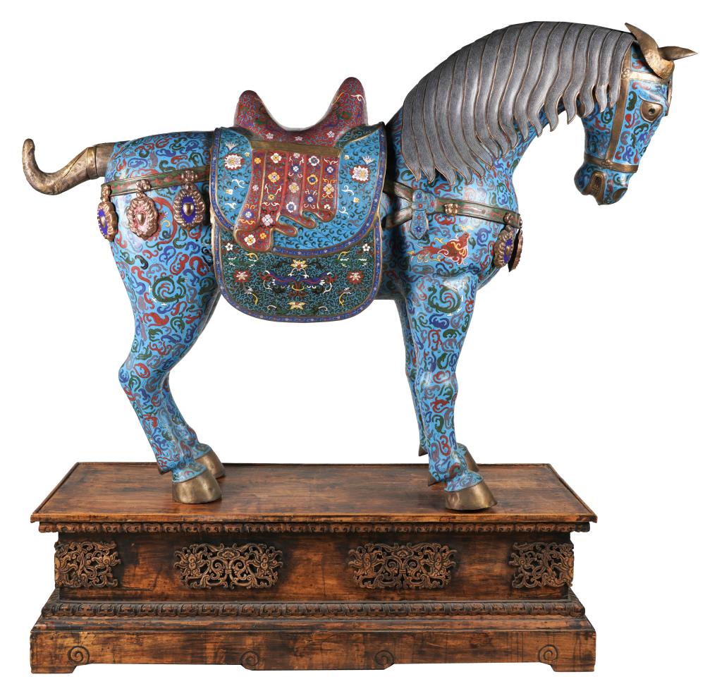LARGE CLOISONNE HORSEwith removable