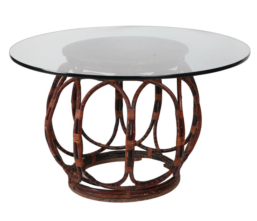 WICKER AND GLASS ROUND TABLEmanufacturer 301763