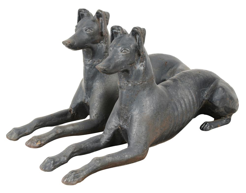 PAIR OF EUROPEAN ANTIQUE LEAD GREYHOUND 301780