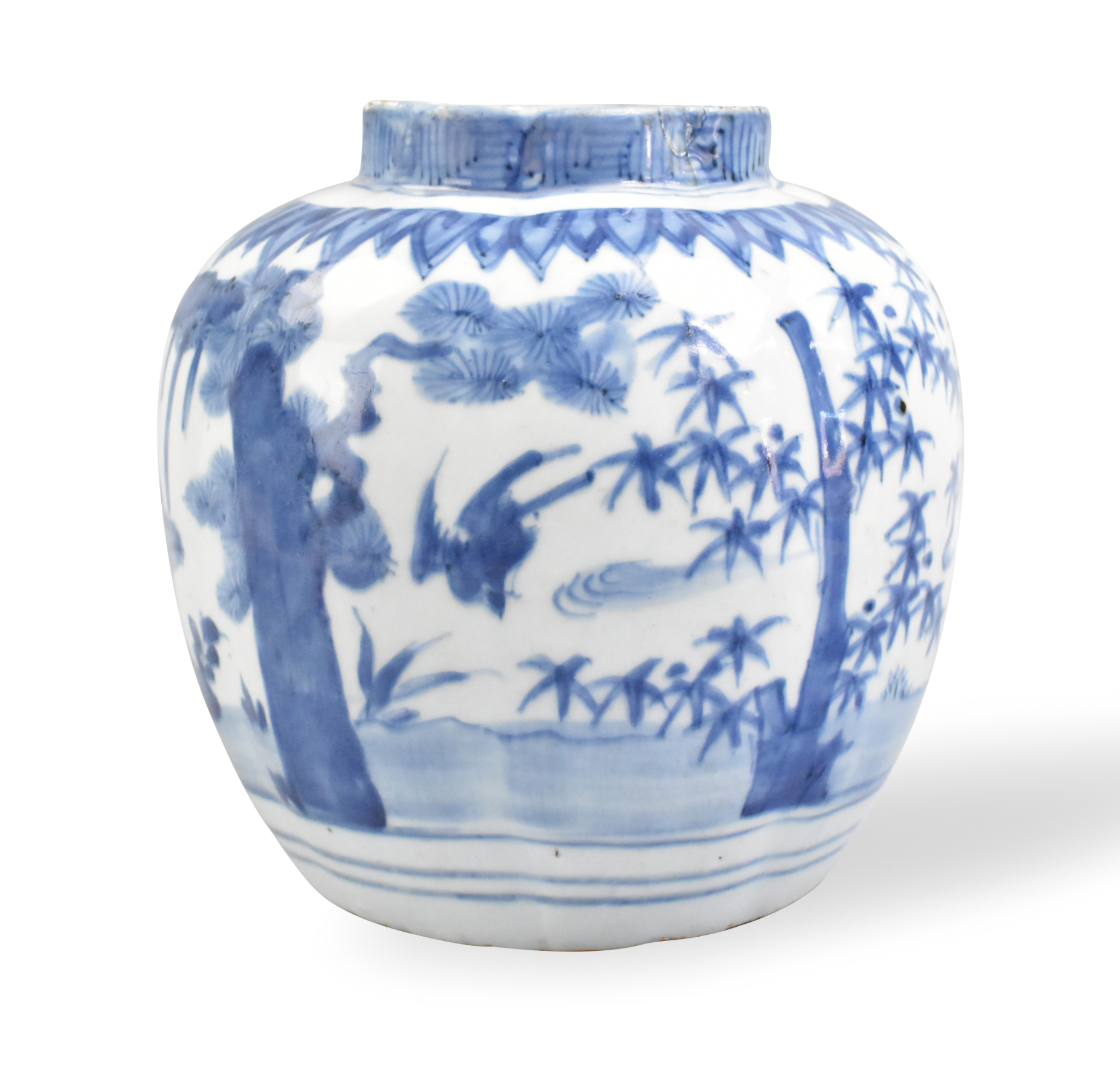 CHINESE BLUE & WHITE LOBBED JAR