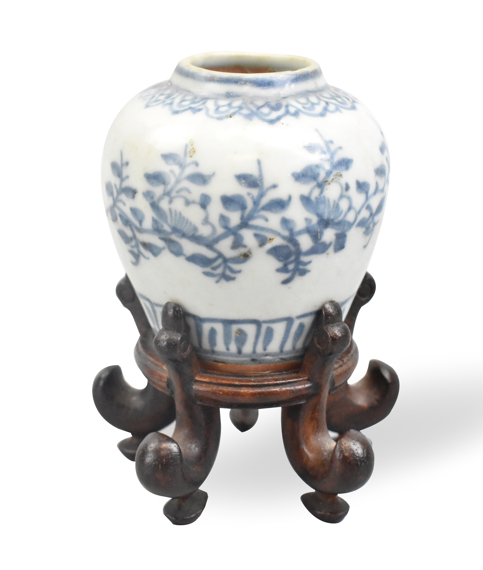 CHINESE BLUE WHITE FLORAL JAR 301785