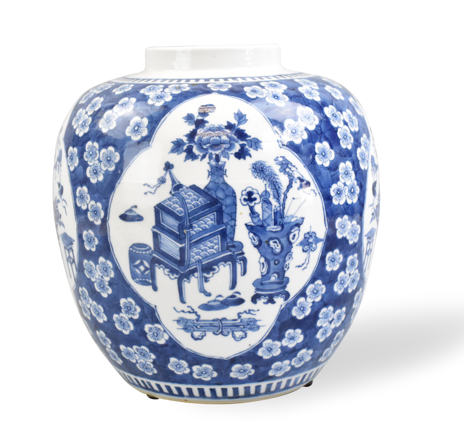 CHINESE BLUE WHITE PRUNUS JAR  3017ab