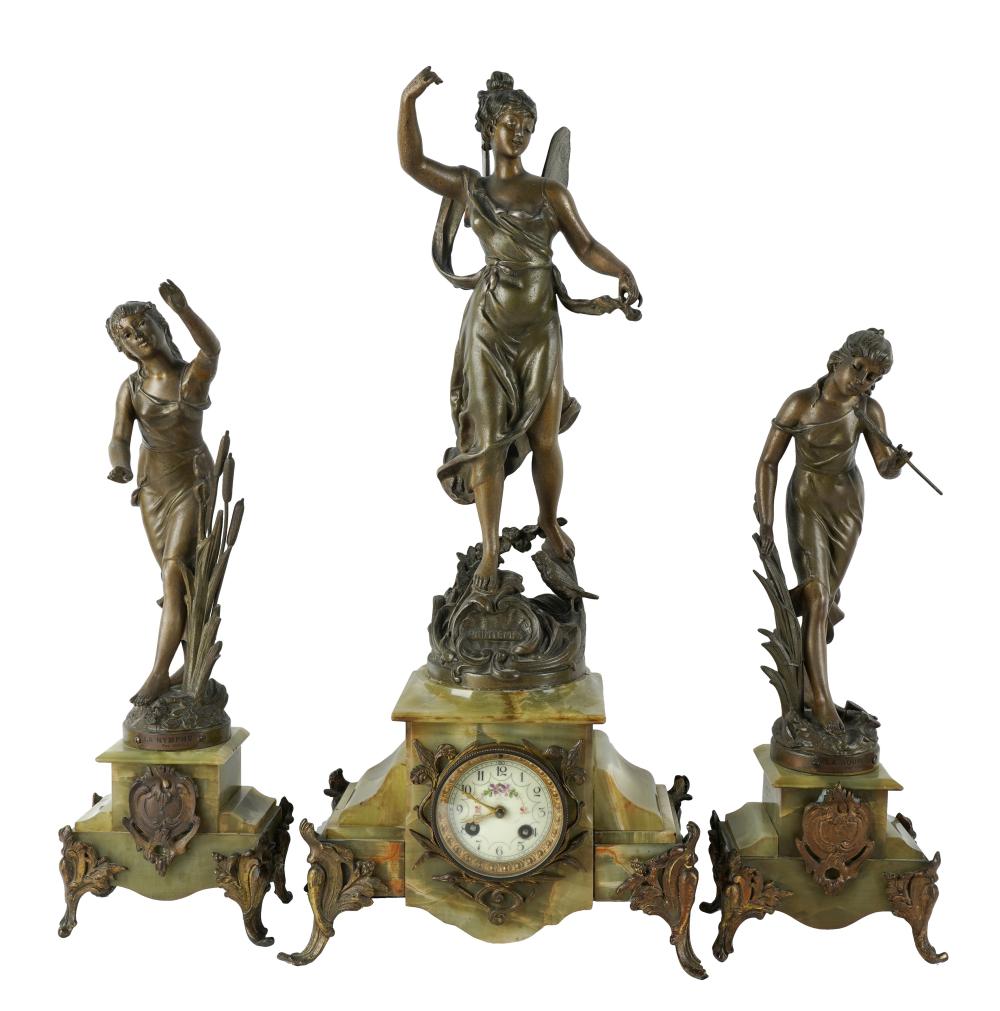 ITALIAN THREE PIECE FIGURAL CLOCK 3017ba