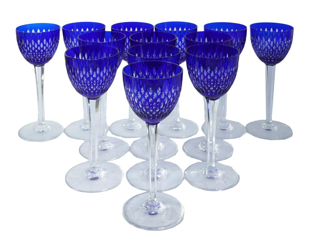 SET OF 13 BACCARAT COBALT AND CLEAR 3017cb