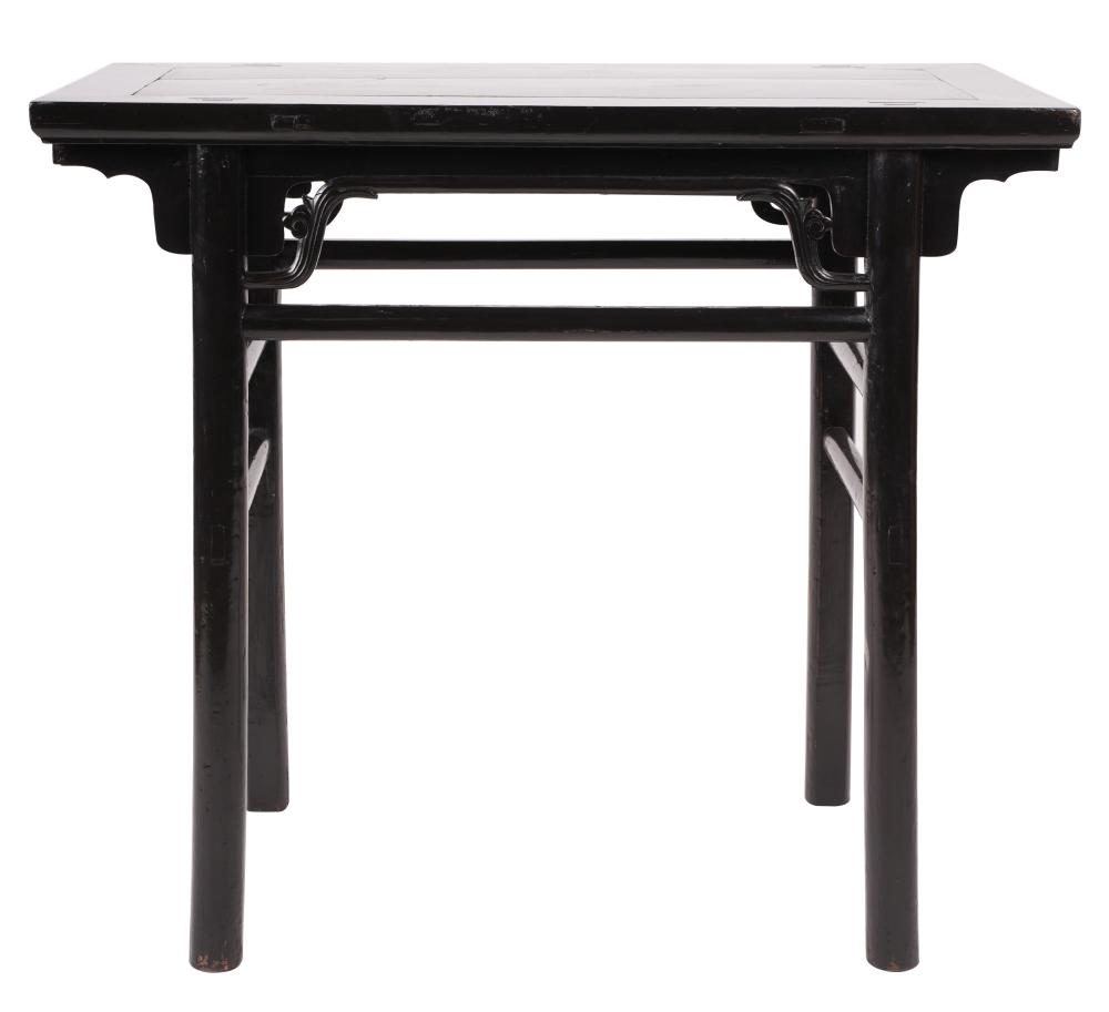 CHINESE BLACK LACQUERED ALTAR TABLEinscribed
