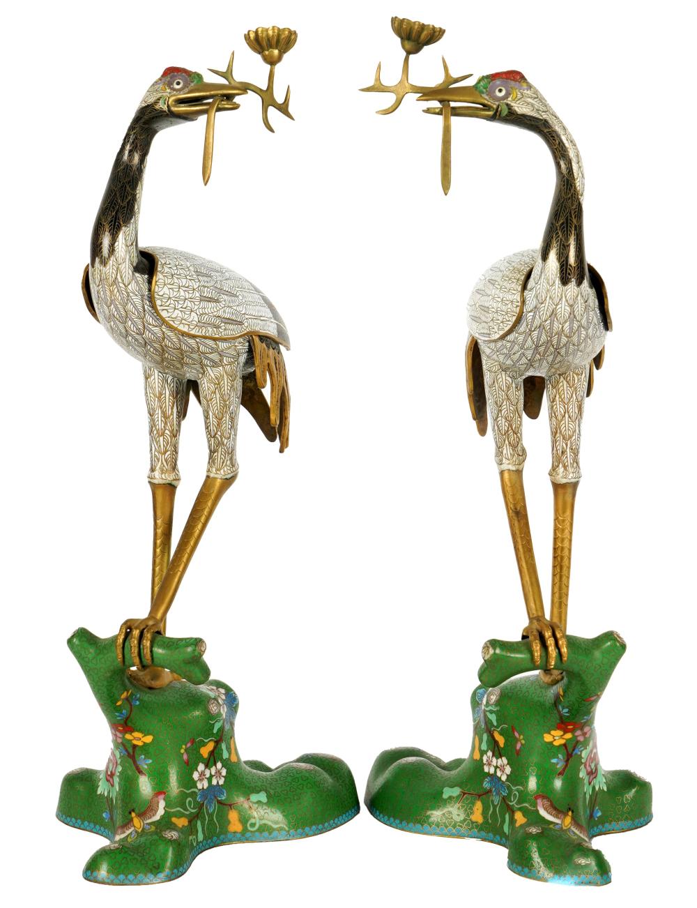 PAIR OF ASIAN CLOISONNE CRANE FIGURESunmarked 3017f3