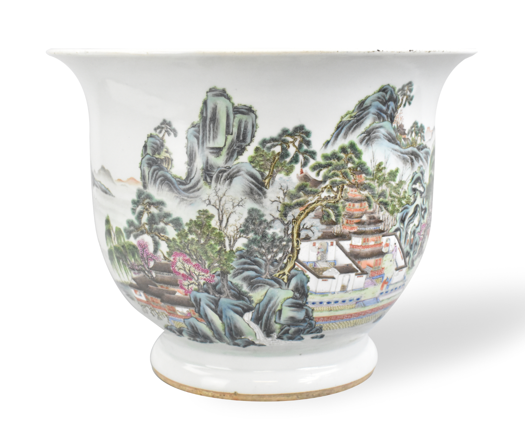 LARGE CHINESE FAMILLE ROSE LANDSCAPE PLANTER ROC 30185e