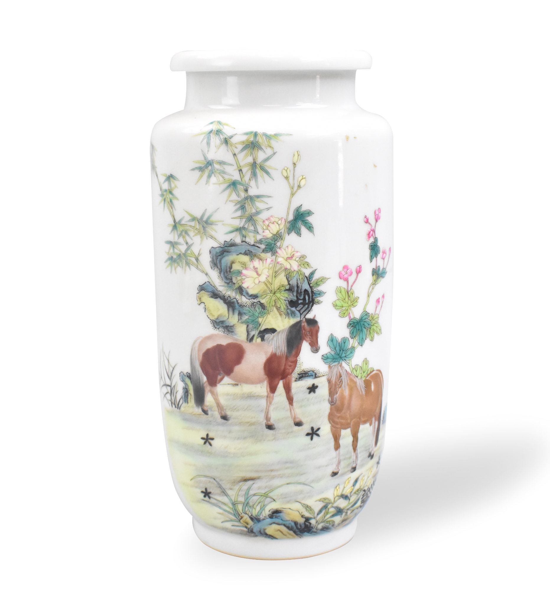 CHINESE FAMILLE ROSE VASE W HORSE 20TH 301863