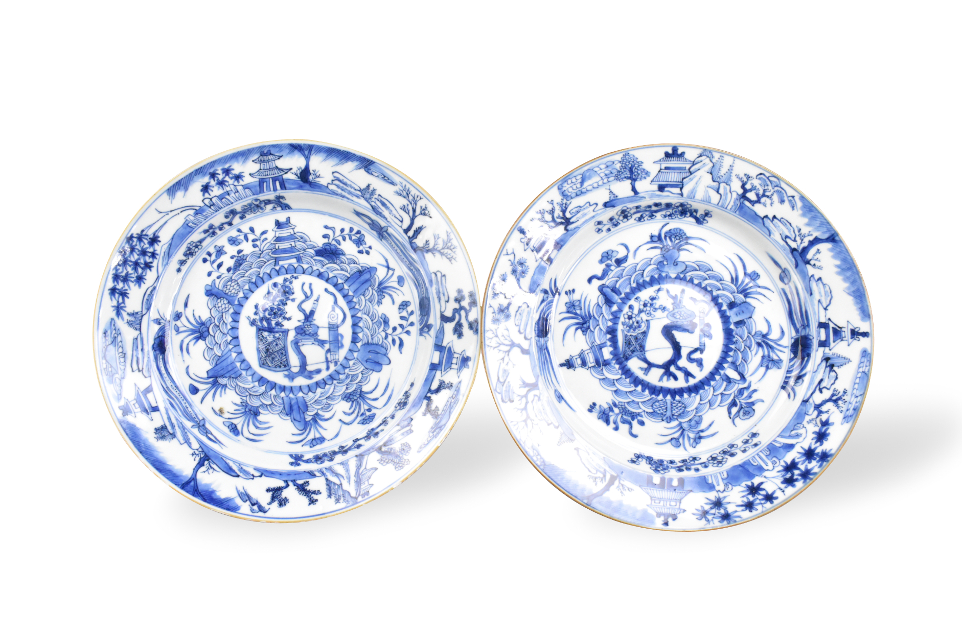 PAIR OF CHINESE BLUE WHITE PLATE KANGXI 3018d4