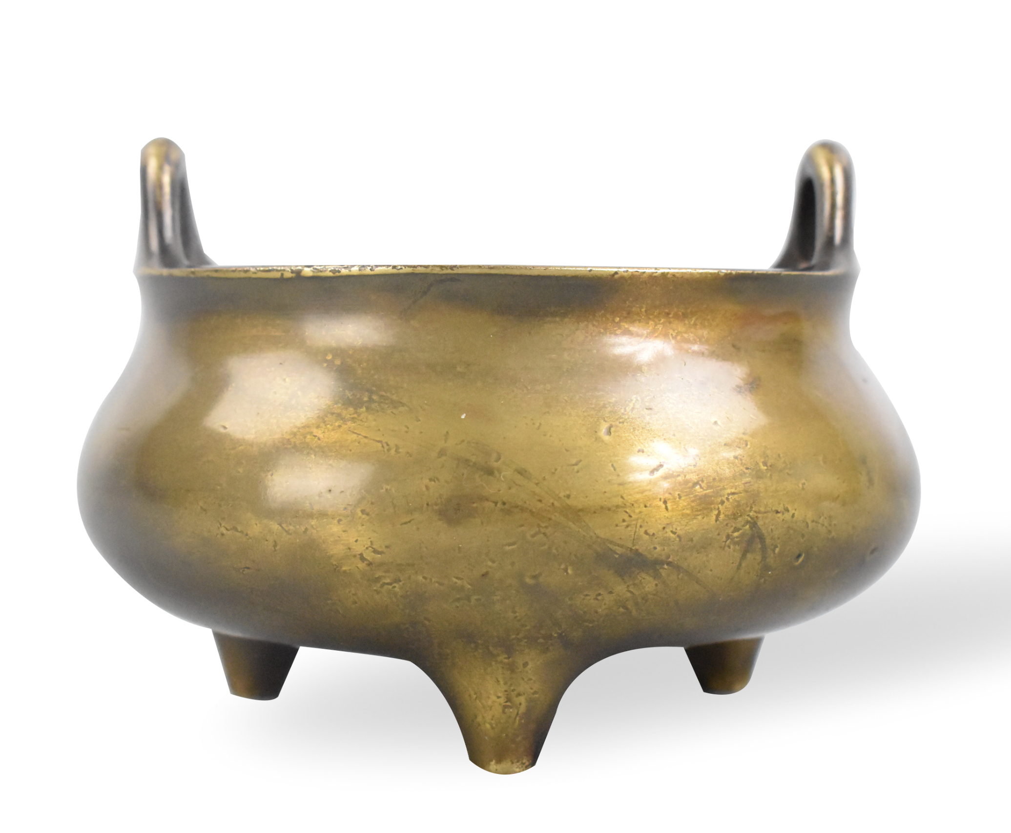 CHINESE GILT BRONZE TRIPOD CENSER  3018fc