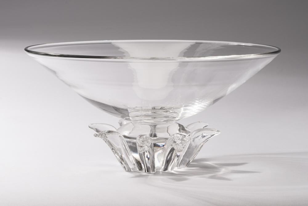 STEUBEN GLASS FOOTED CENTER BOWLsigned 301934