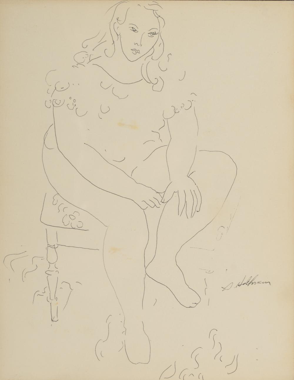 SYDNEY HELFMAN: SEATED WOMANetching,