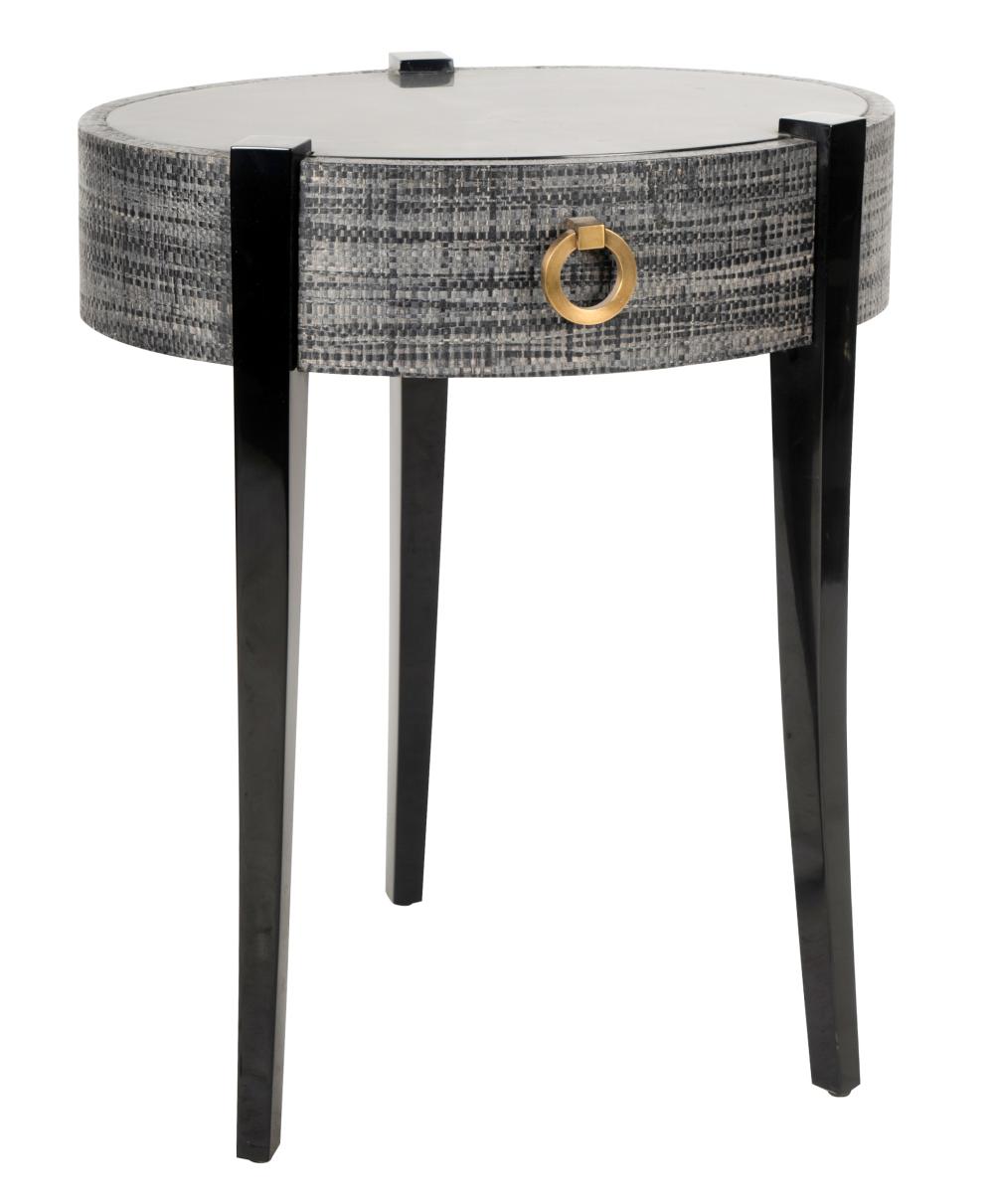 RAFFIA-CLAD OVAL COCKTAIL TABLEcontemporary;