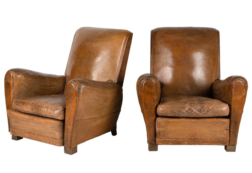 PAIR OF VINTAGE LEATHER CLUB CHAIRSunsigned