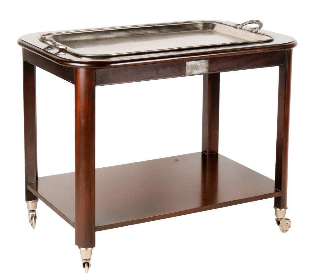 MAHOGANY SERVING CARTthe top inset