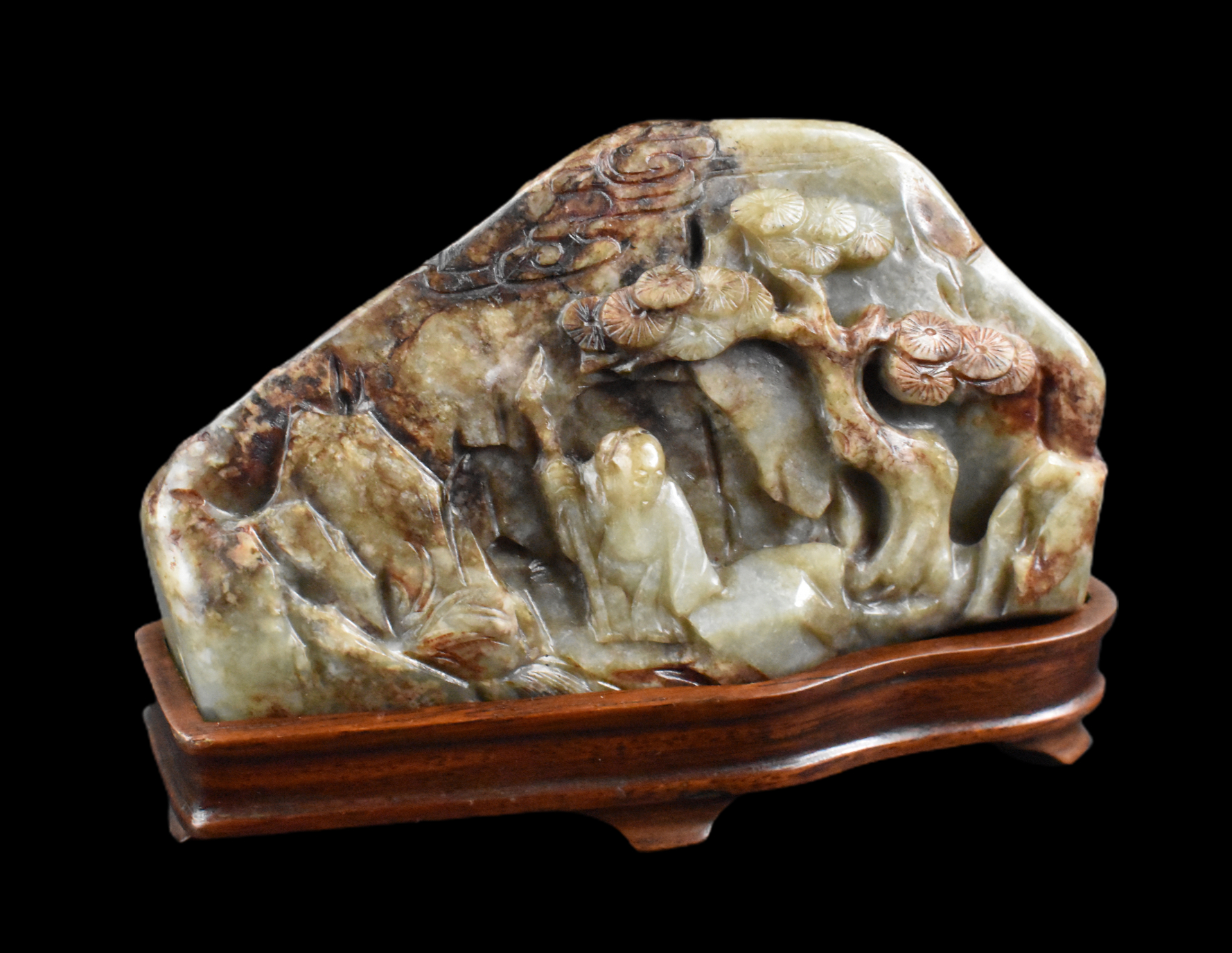 CHINESE JADE BOULDER CARVED MOUNTAIN 301a30