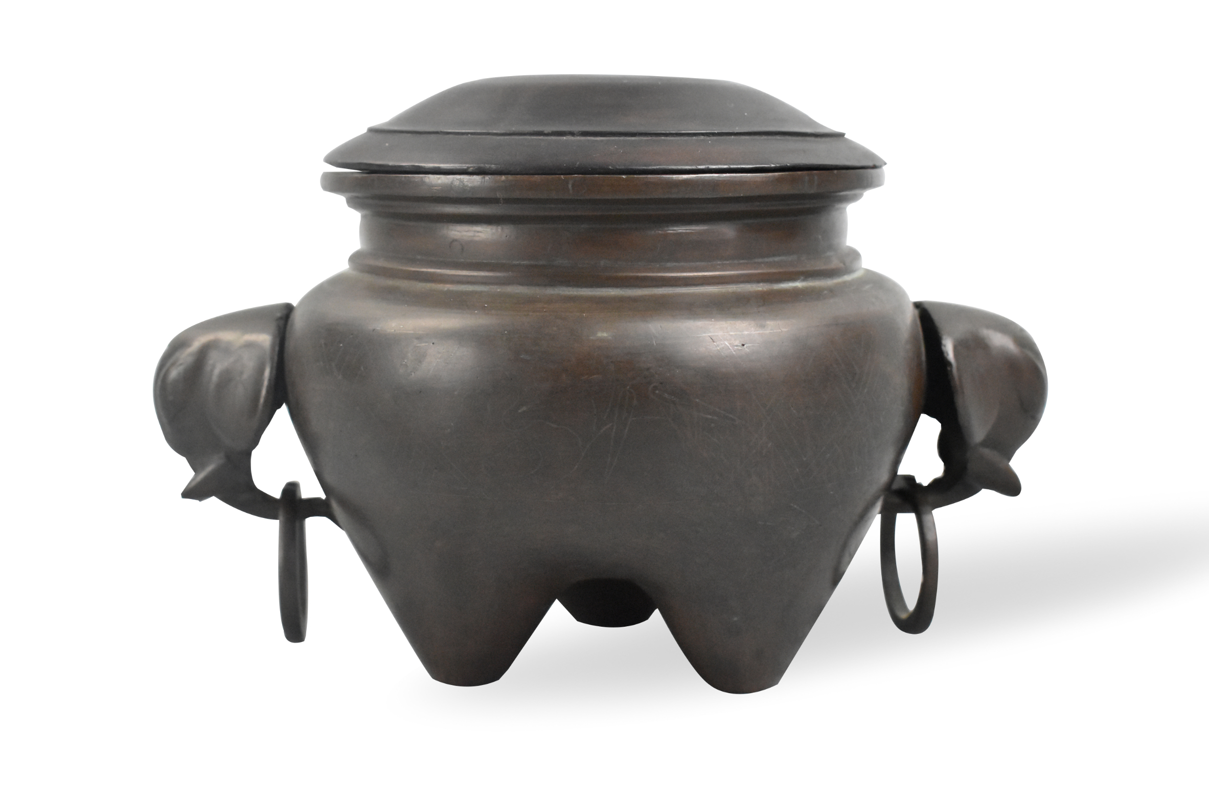 CHINESE BRONZE CENSER W/ SILVER