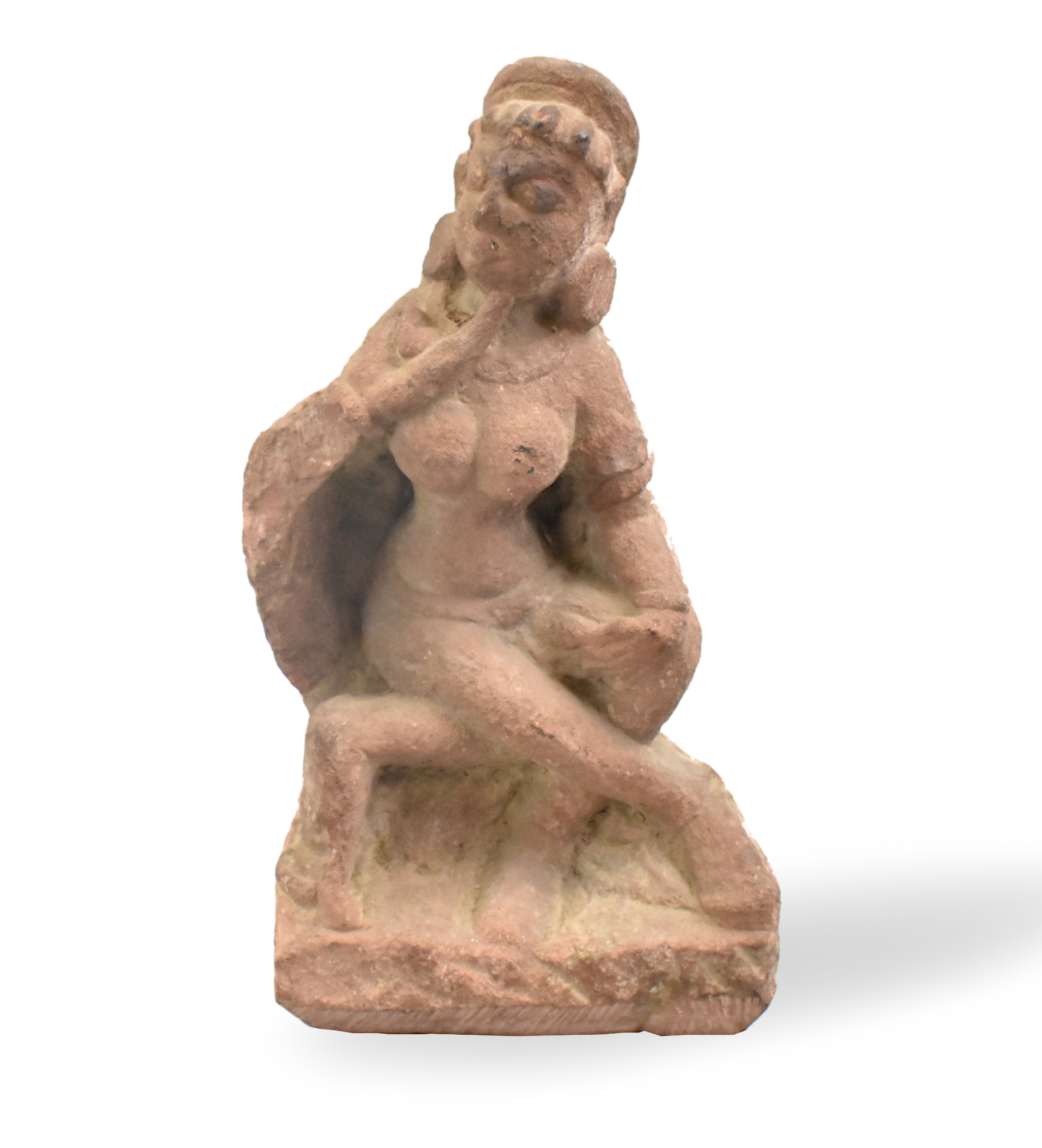 ANTIQUE INDIAN RED SANDSTONE FIGURINE