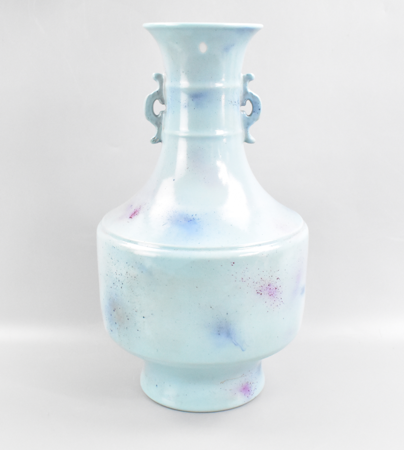 CHINESE SPLASH BLUE GLAZED VASE 301abb