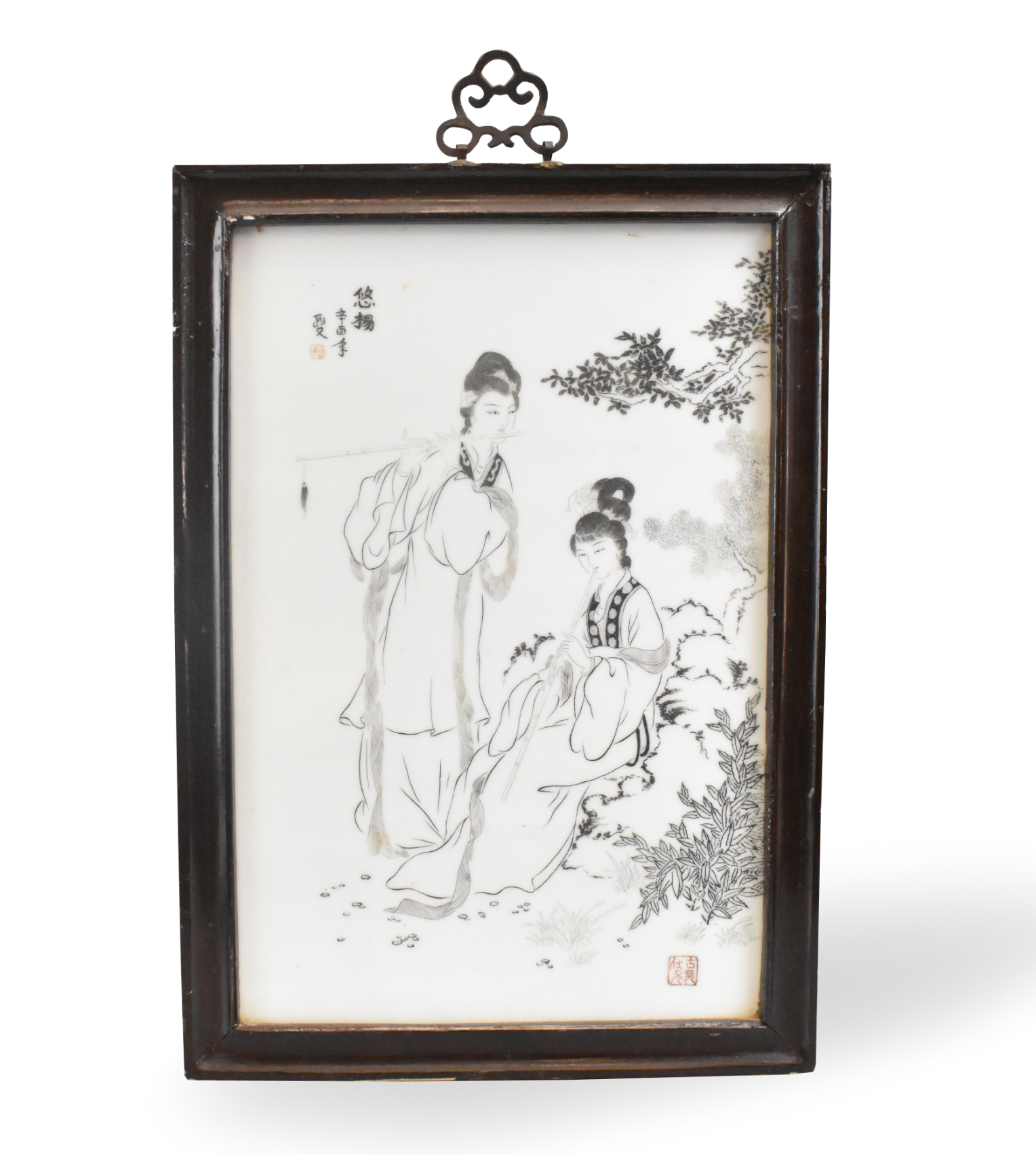 CHINESE PORCELAIN PLAQUE W/ INCISED