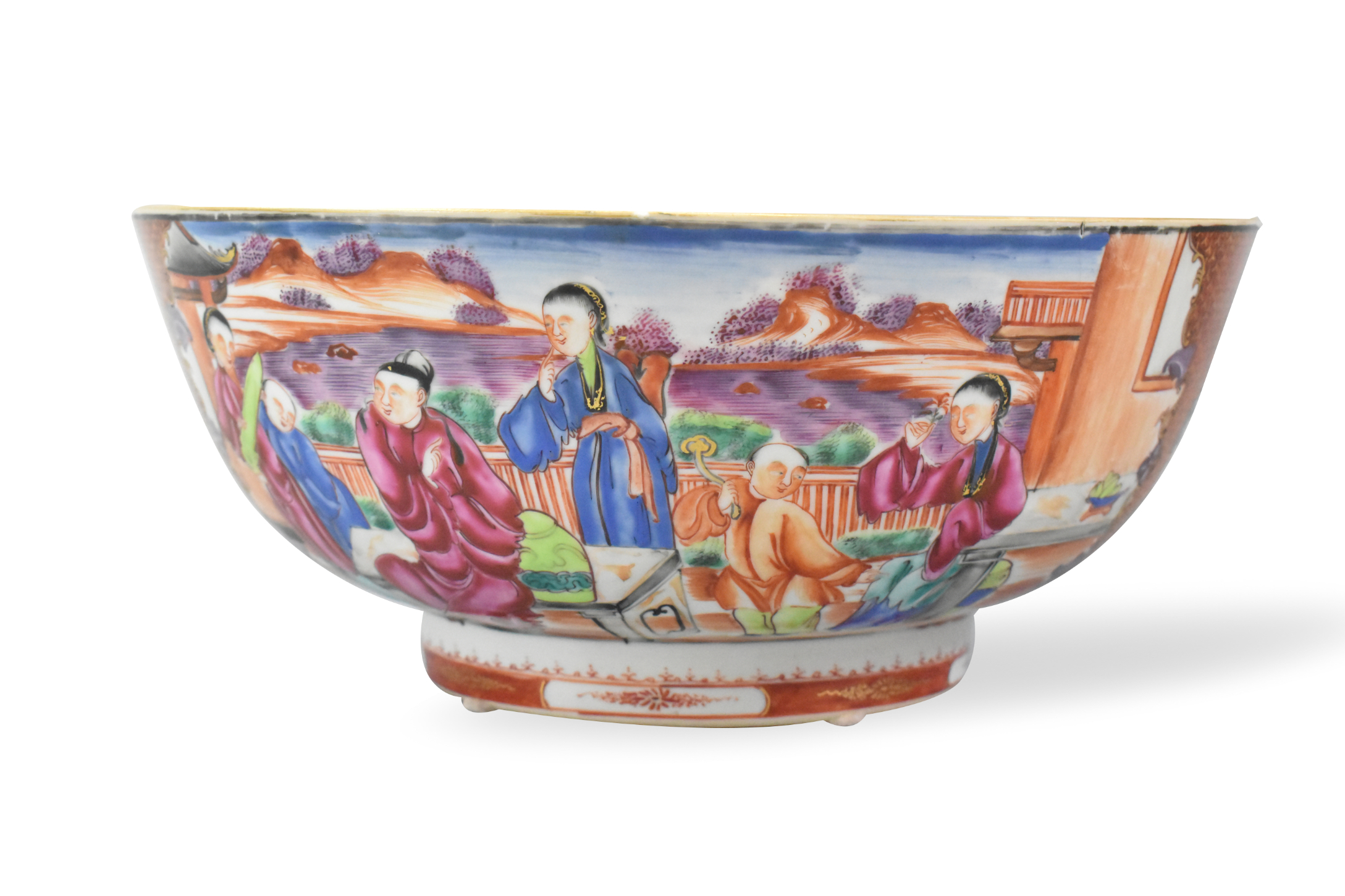 CHINESE ROSE MEDALLION PUNCH BOWL