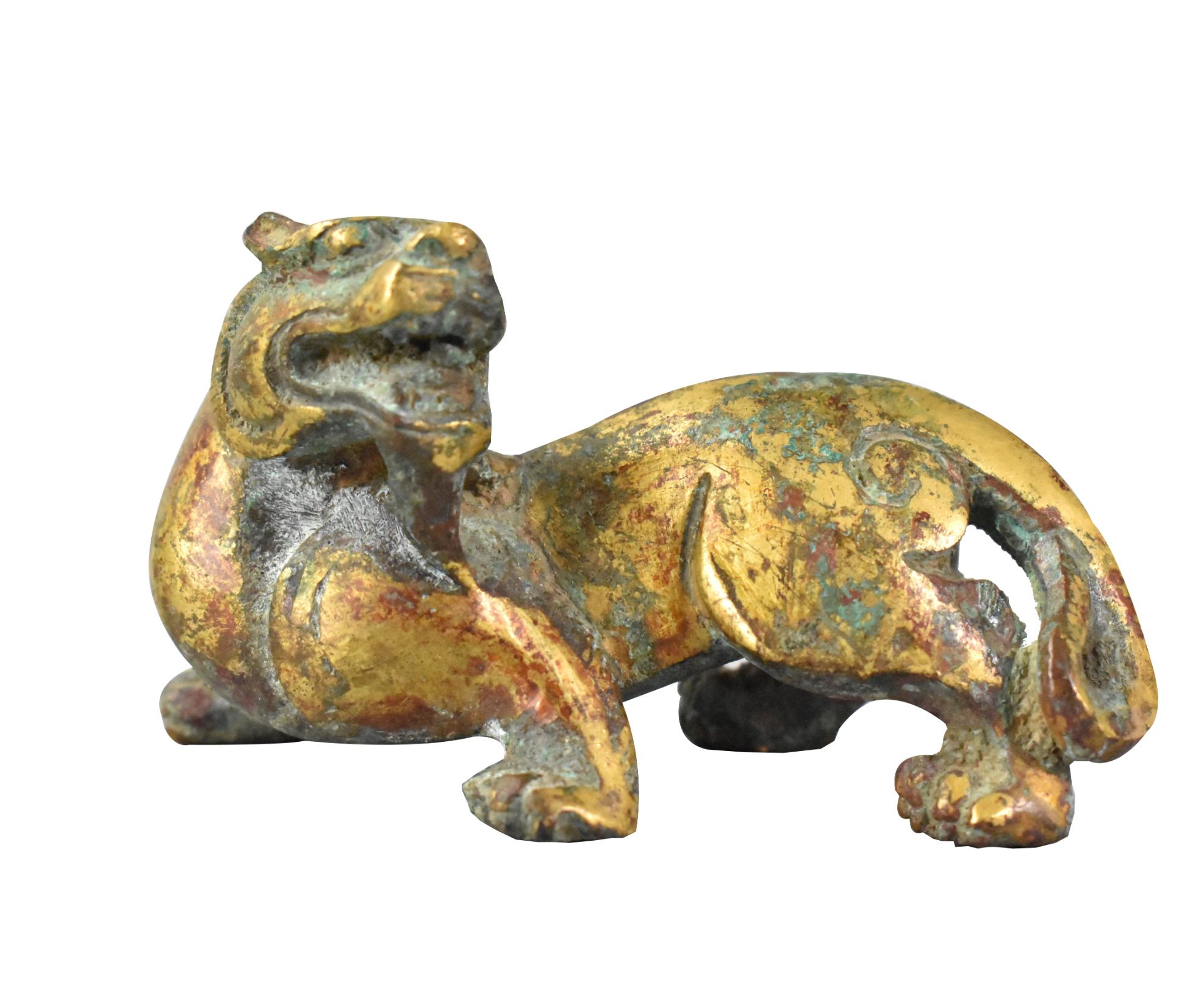 CHINESE GILT BRONZE CAST CHI DRAGON,