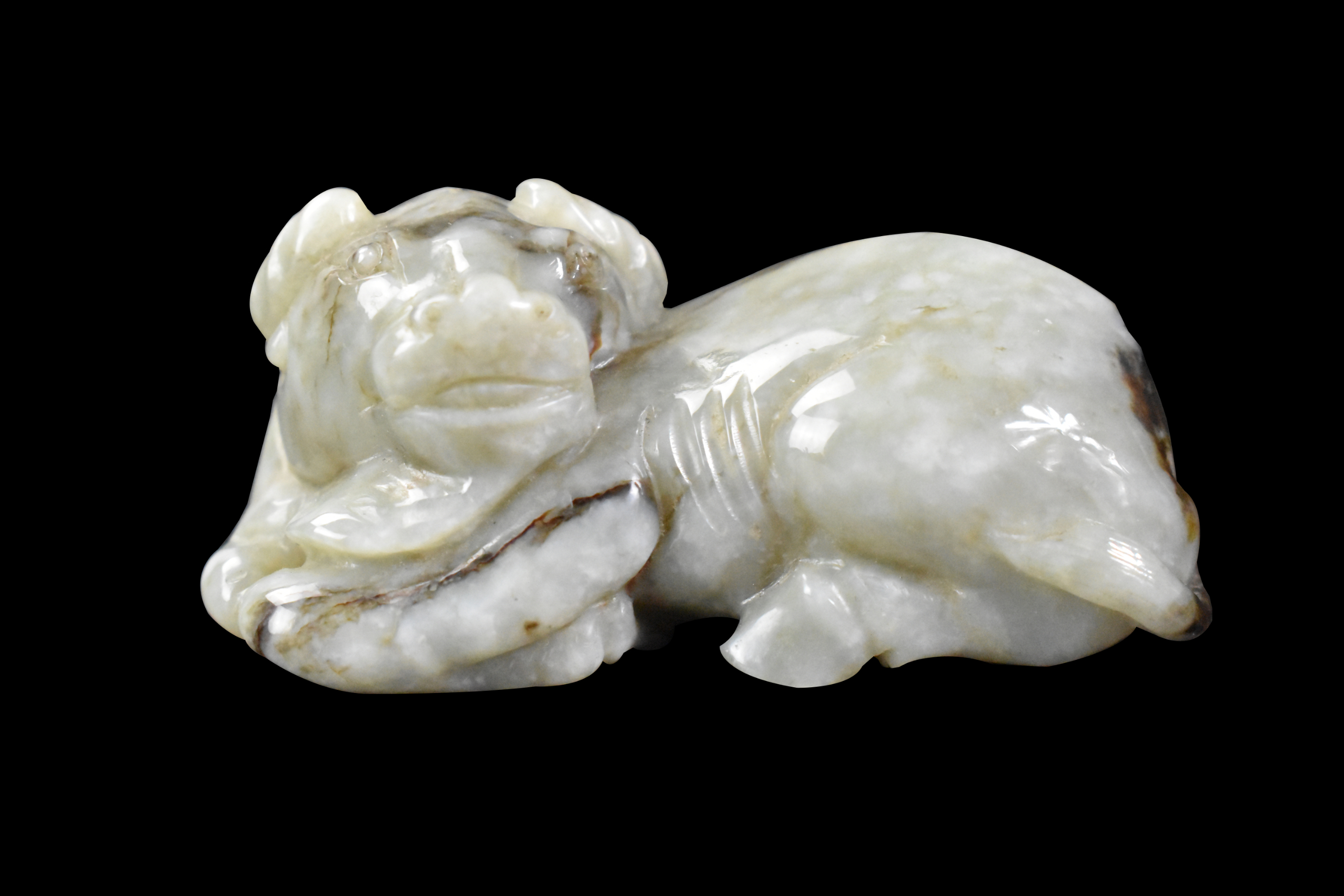 CHINESE JADEITE CARVED BUFFALO, QING