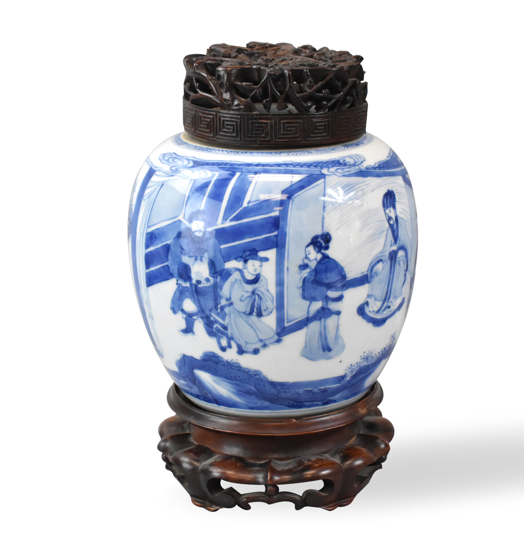 CHINESE BLUE & WHITE FIGURAL JAR