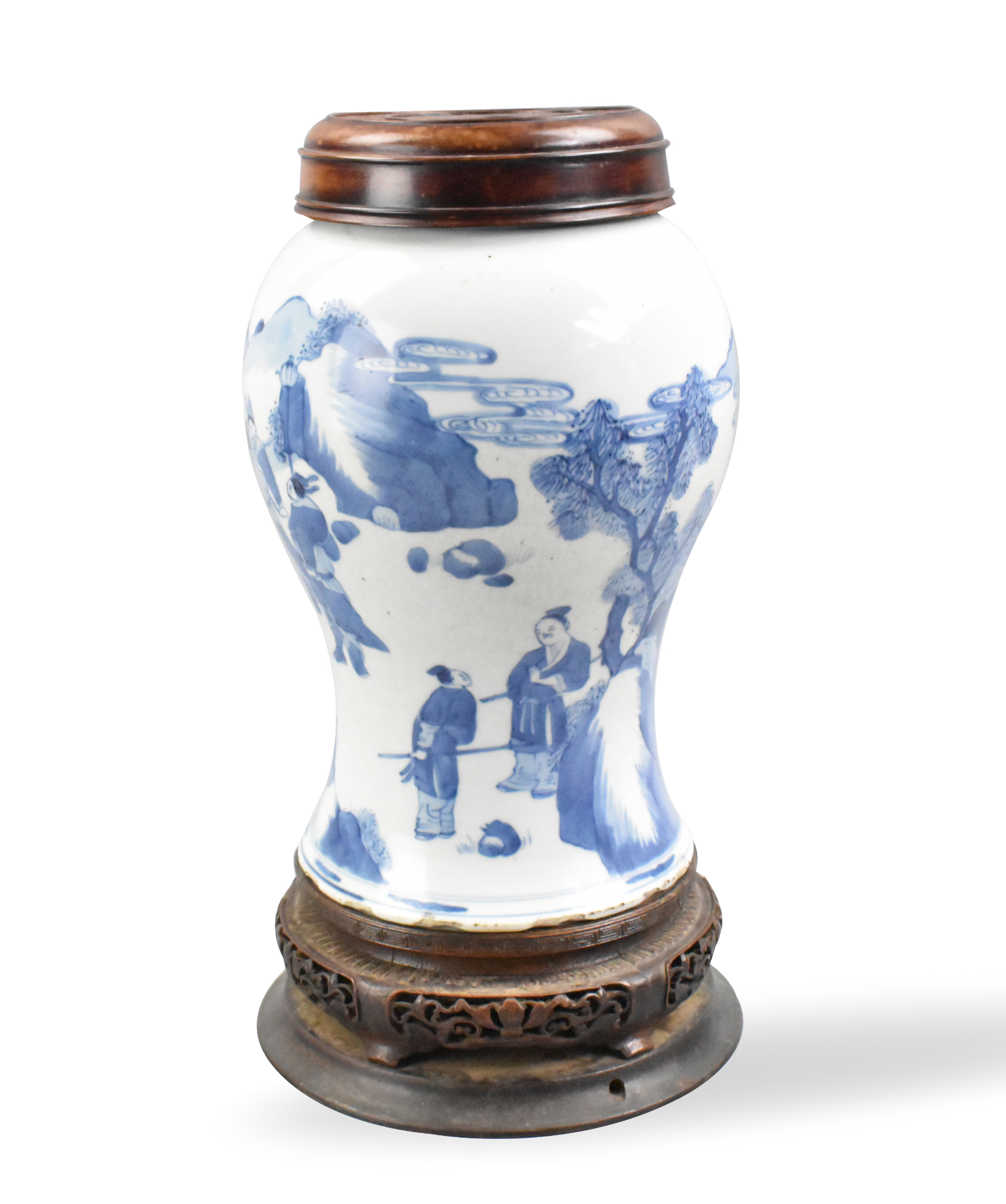 CHINESE BLUE & WHITE VASE W/ FIGURES,KANGXI