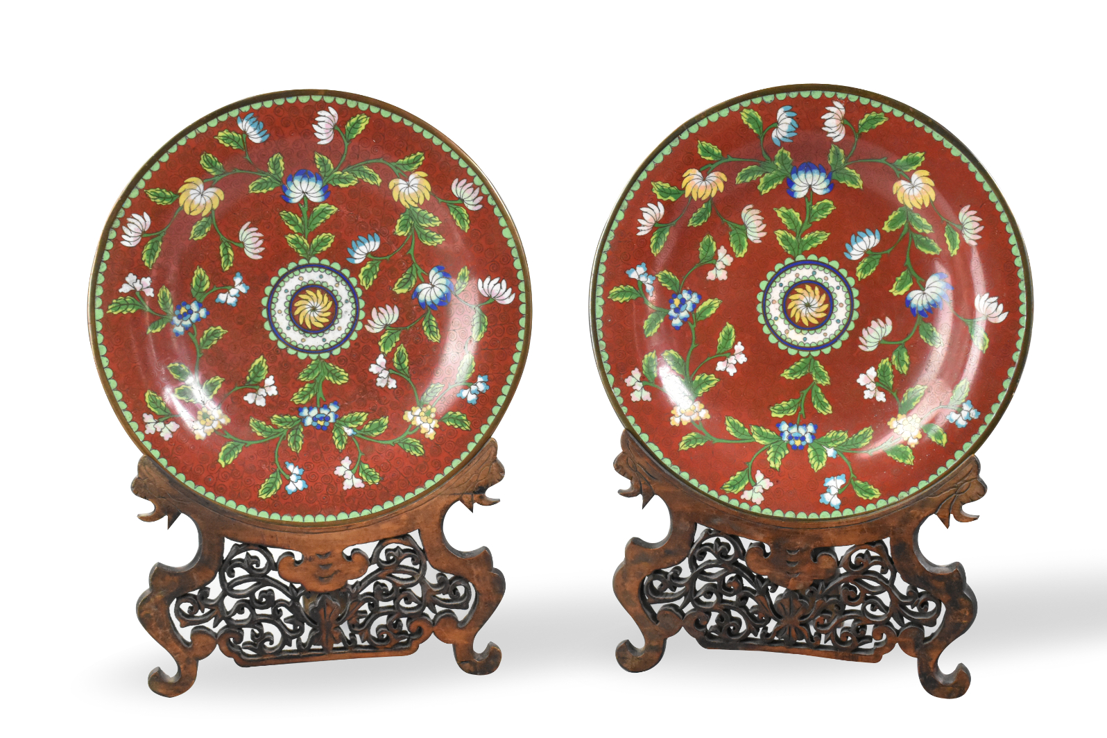 PAIR OF CHINESE CLOISONNE PLATES