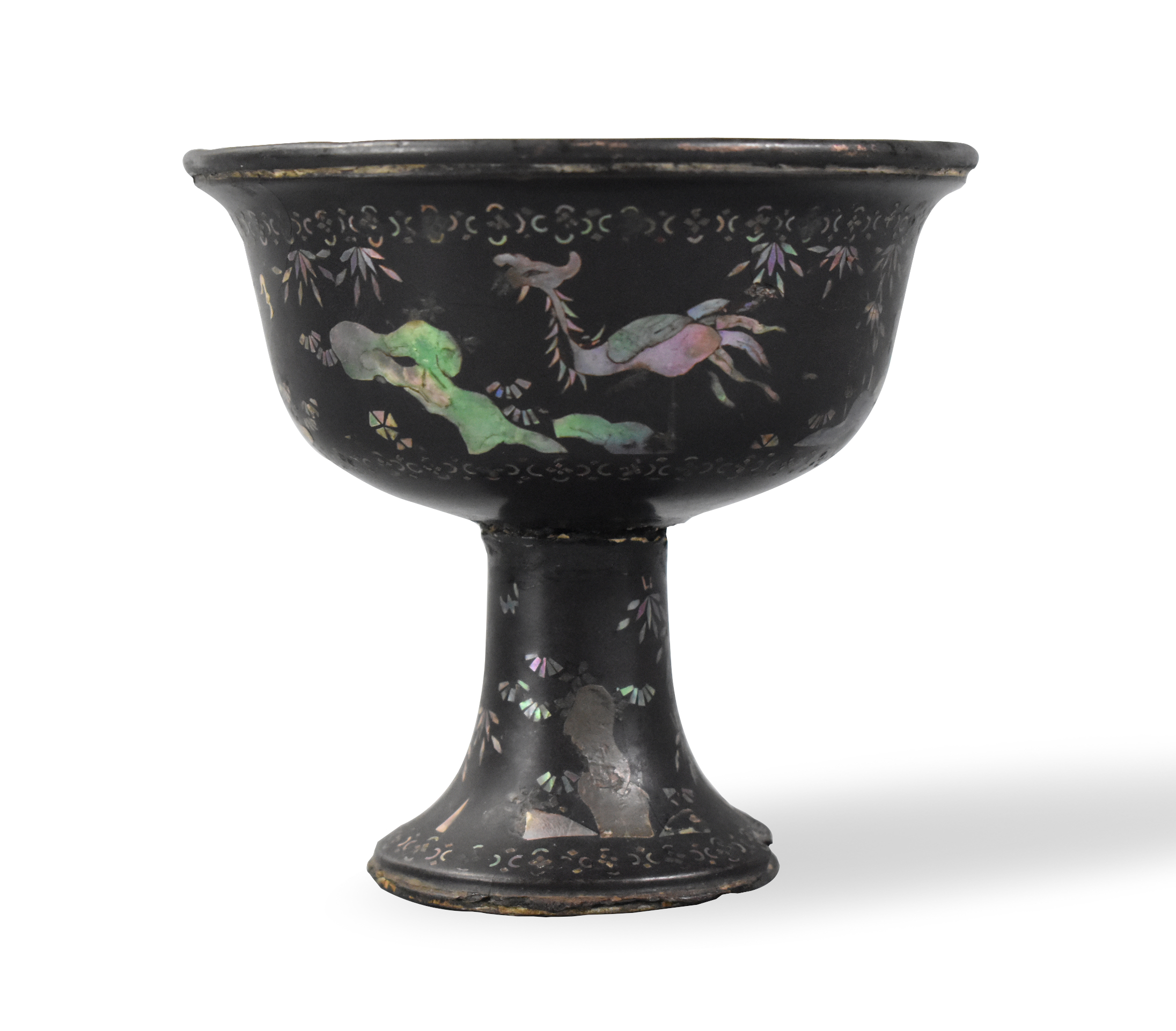 CHINESE LACQUERED STEM CUP INLAID 301d36