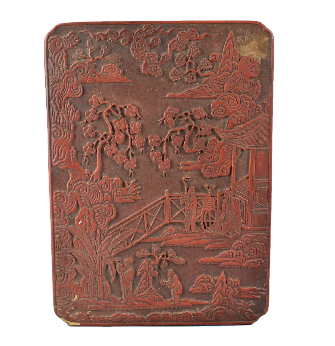 CHINESE RED LACQUER WOOD CARVED