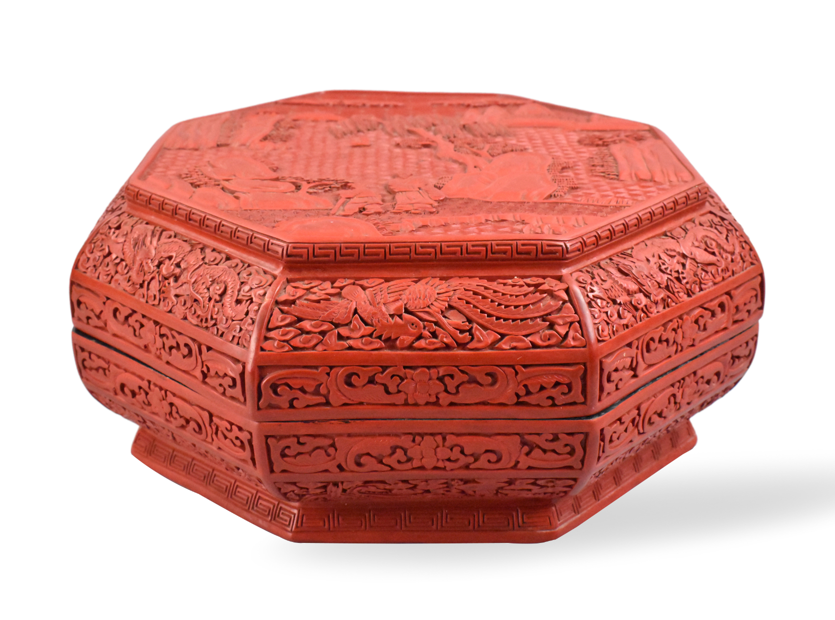 CHINESE CINNABAR CARVED COVERED 301d3a